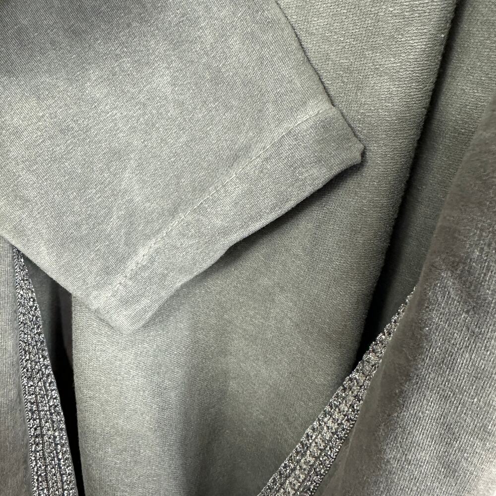 Lisa Robertson Gray Hooded Cardigan L/XL Open Front Tie Lagenlook Pockets - Picture 4 of 5